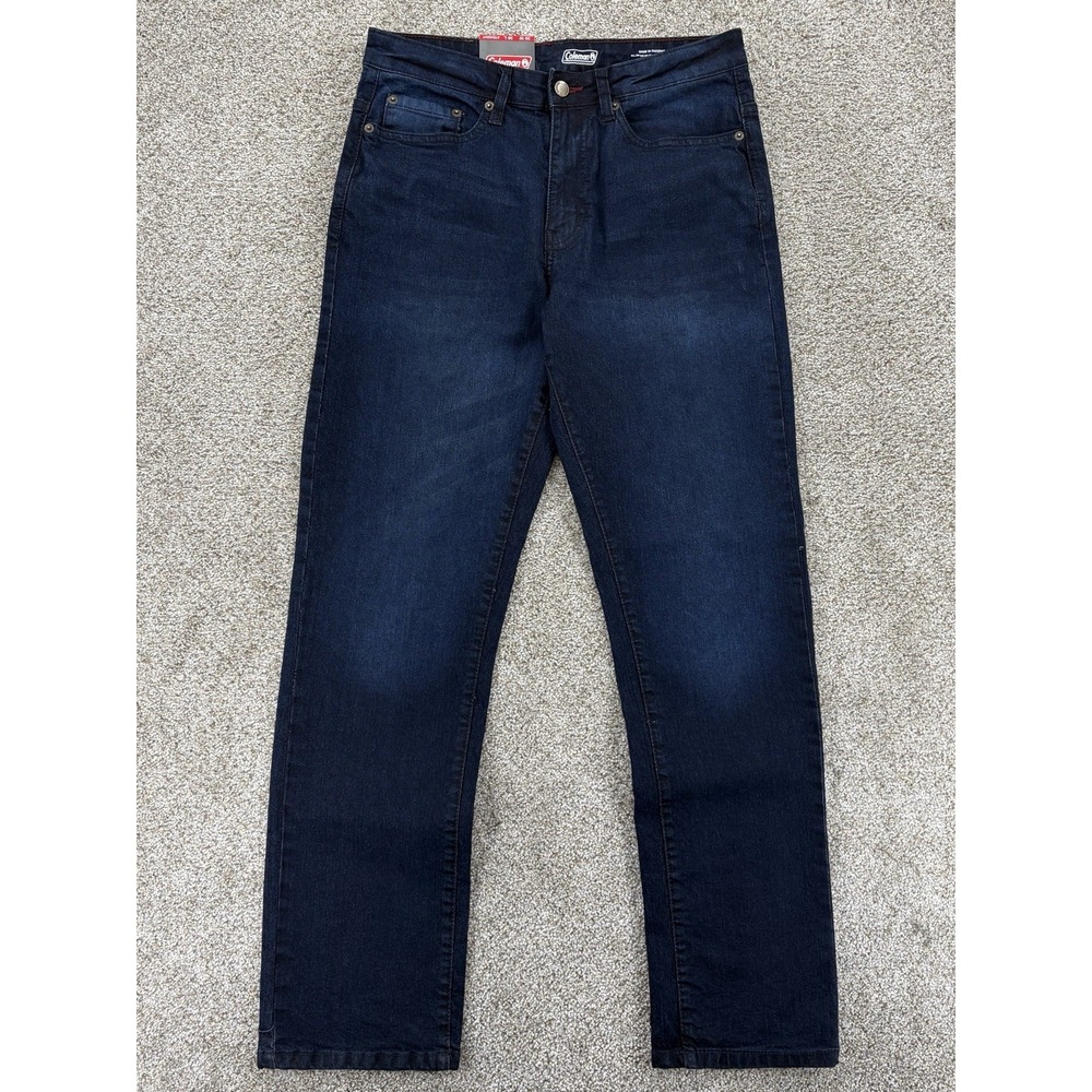 Coleman Jeans Mens 30x30 Blue Dark Wash Straight Fit‎ 5 Pocket Stretch Denim NWT